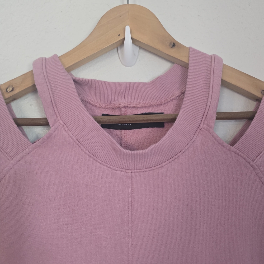 Elegant Pink Cold Shoulder Sweatshirt - Picture 2 of 6
